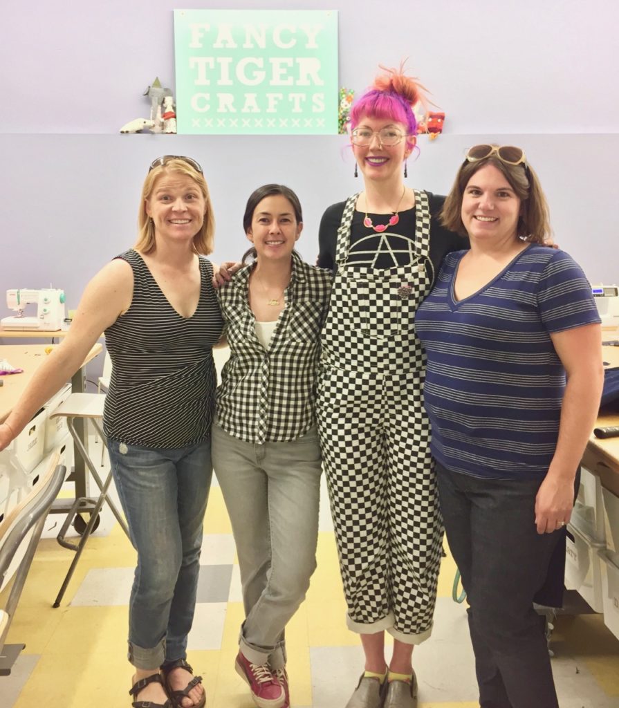 Sewists together at a sewing retreat