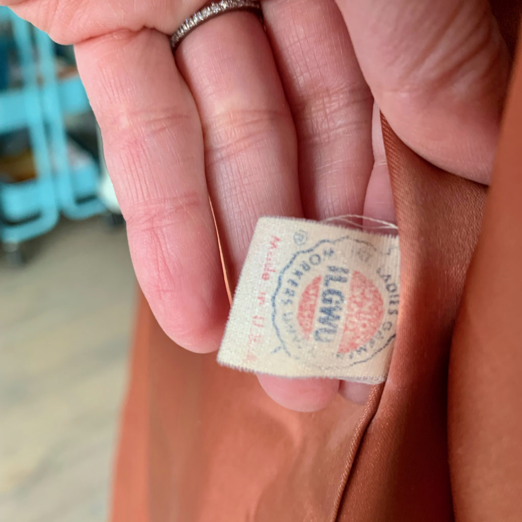 Ladies garment workers union label inside a cashmere coat